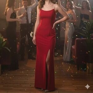 JESSICA MCCLINTOCK Gunne Sax 5/6 USA Y2K Vintage Red Evening Gown Slip Dress